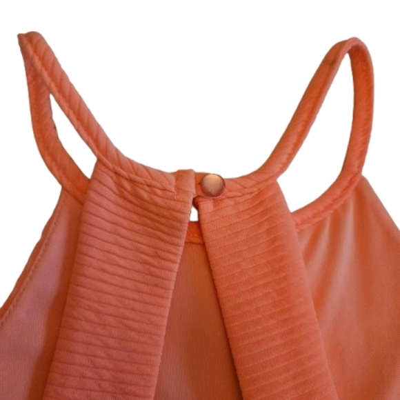 Zunie Bright Coral Orange Girls Halter Sundress - Picture 4 of 5